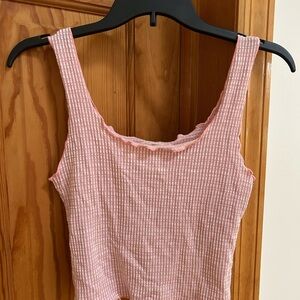 Caution To The Wind Pink Ribbed Sleeveless Tank Top